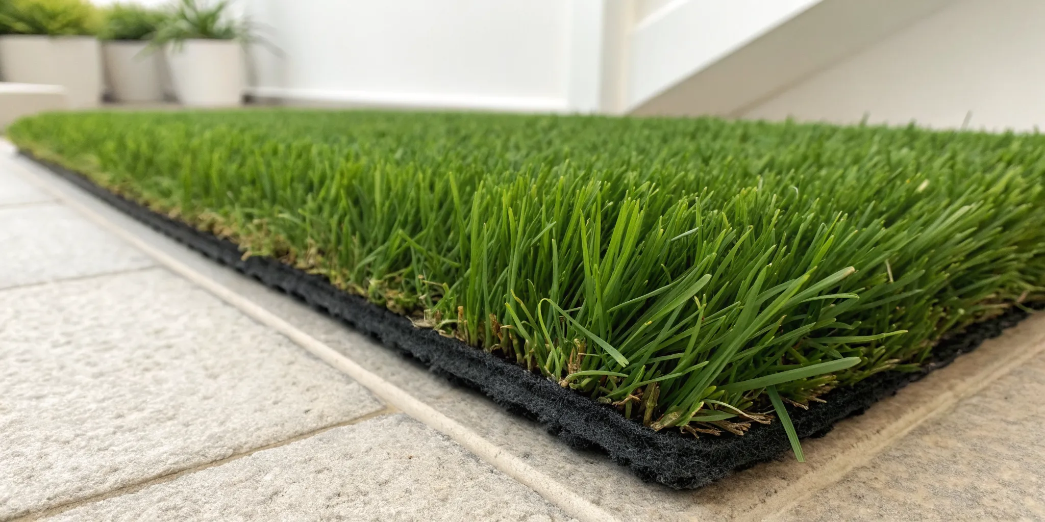 A close-up showing the dense blades and durable backing of the best quality artificial turf.